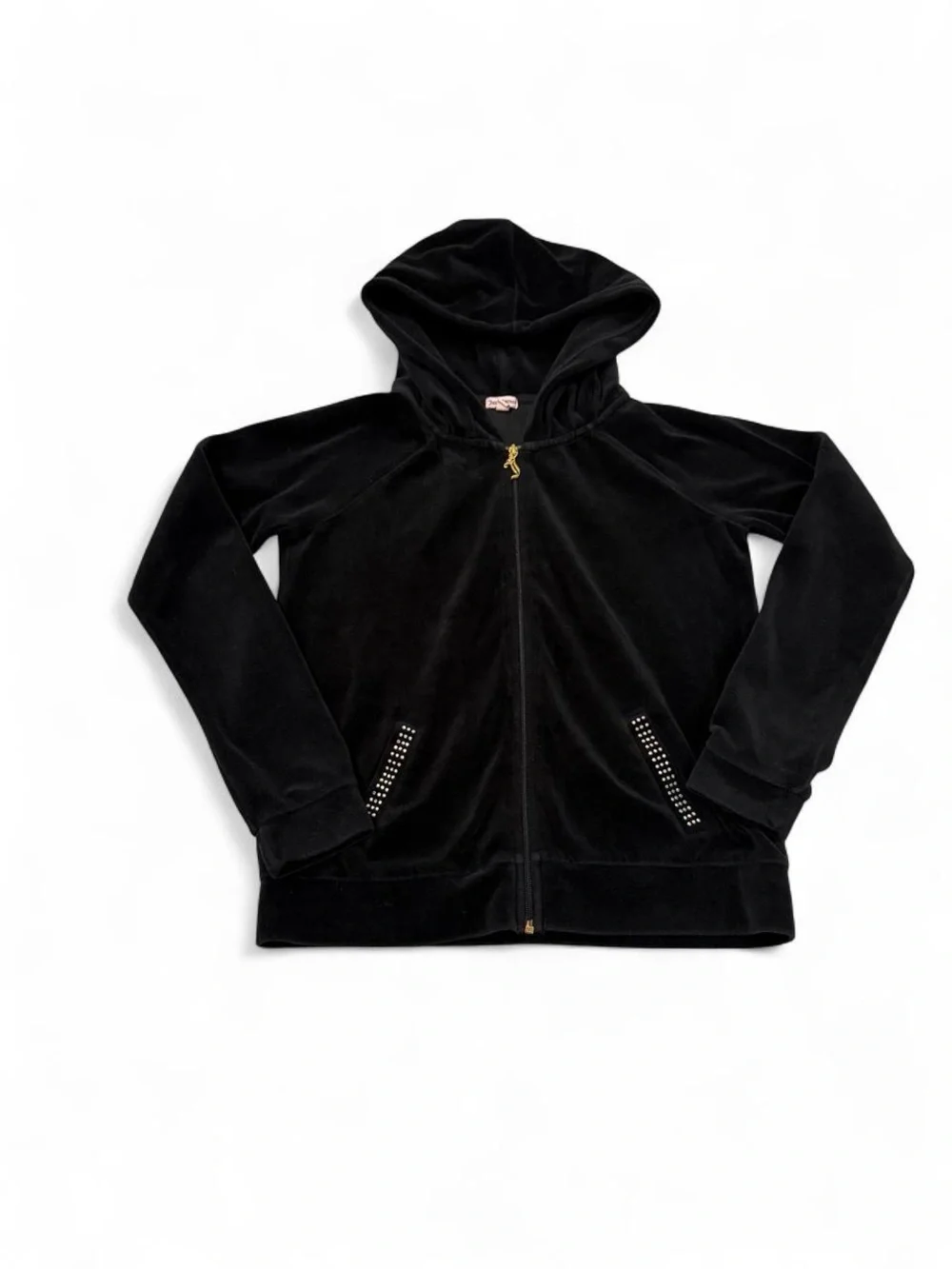 Vintage Juicy Couture Black Velour Graphic Hoodie